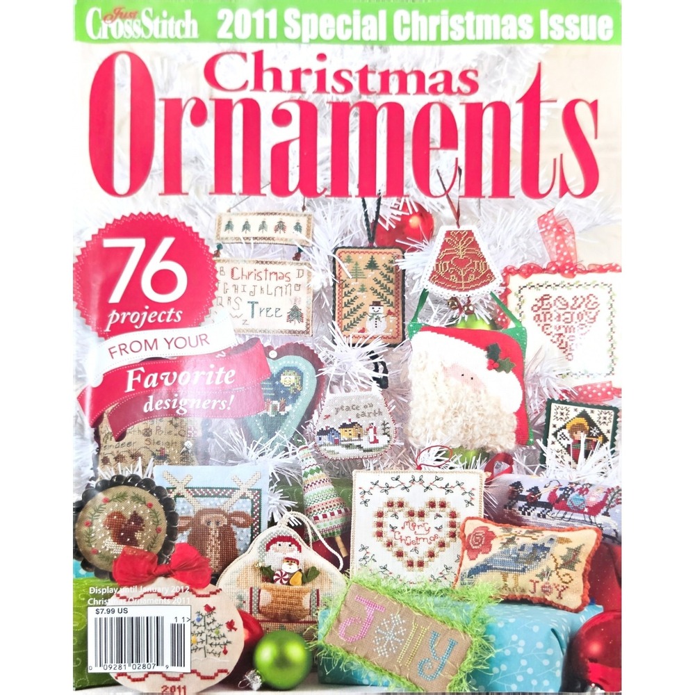 2011 special Christmas issue of Just CrossStitch magazine 76 ornament patterns
